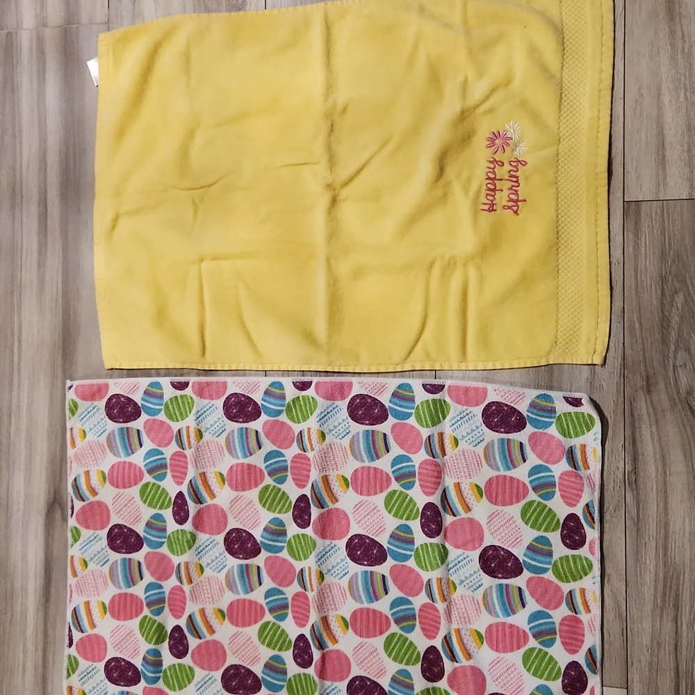 Colorful Easter Egg kitchen Towel & Happy Spring Towel 24" x 15" & 22" x 15"